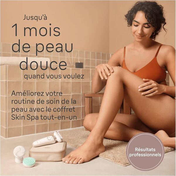 Braun Epilateur Pour Femmes Pour Les Jambes Et Le Corps Silk-épil 9 9-681 3D, Blanc-Doré, Tête Flexible À 360°, Etanche, Sans Fil, Kit D'Epilation Tout-En-Un, Accessoire FaceSpa, Mini-Rasoir Visage
