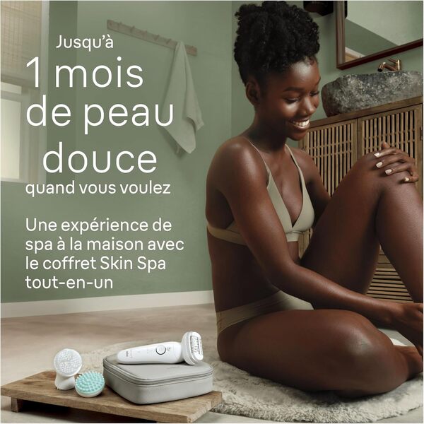 Braun Silk-épil 9 SkinSpa, Épilateur Avec Tête Pivotante Pour Épilation Facile, Étanche, Peau Douce Longue Durée, Kit Tout-En-Un, Avec Mini-Rasoir Pour Le Visage, 9-381, Blanc/Argent