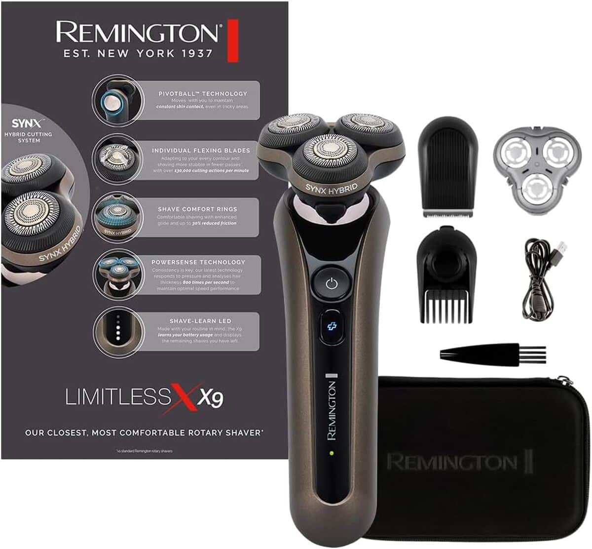 Test Remington Rasoir rotatif X9 : lames flexibles et pivotball 360° XR1795
