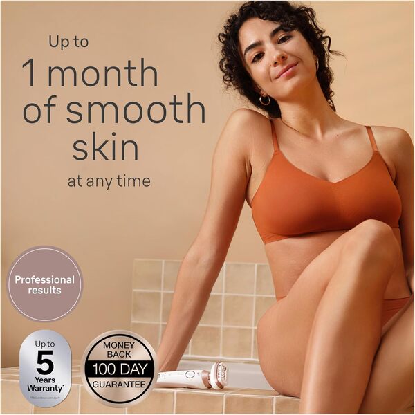 Braun Silk-épil 9 Flex SkinSpa All-in-One Kit épilateur pour femme/épilateur pour longue durée, mini rasoir pour le corps, 9-481 3D, blanc/doré