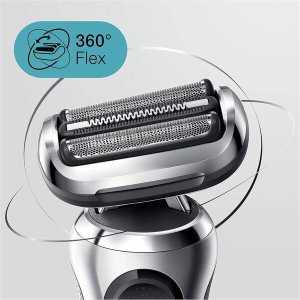 Braun Series 7 Rasoir Électrique Homme À Grille Sans Fil Argent, Centre SmartCare, Tondeuse De Précision, Technologie Wet & Dry, Rechargeable, 70-S7200cc