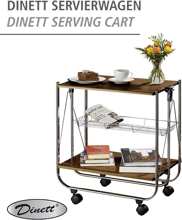 WENKO Desserte Bar Style Vintage, desserte Roulette Pliante, 68 x 70 x 40.6 cm, Marron