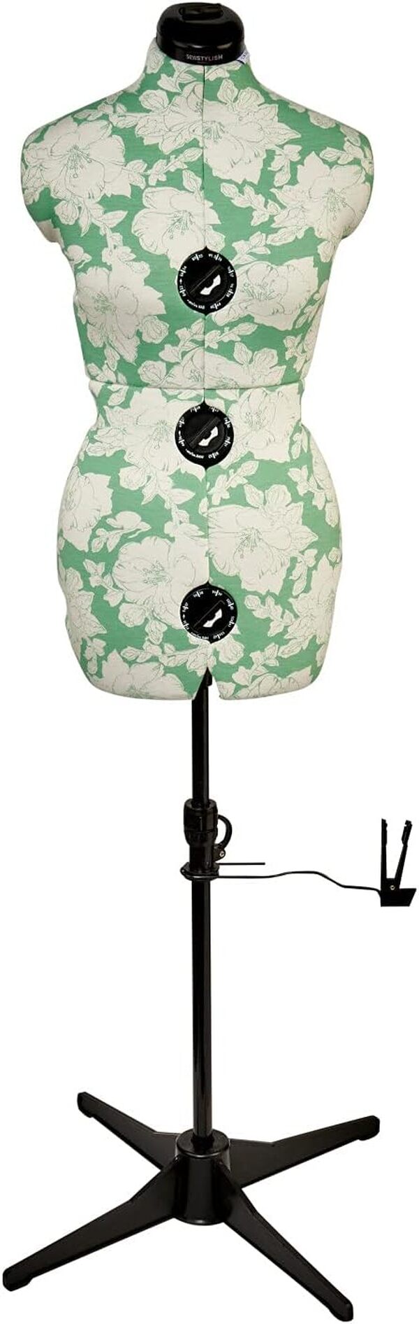 Sewing Online Mannequin Couture Réglable, Motif à Hollyhock Verte | Petite (S) [Taille EUR 38 à 44]