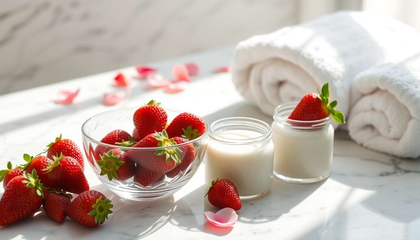 Fraîcheur et fermeté avec les fraises et le yaourt Fraîcheur et fermeté avec les fraises et le yaourt