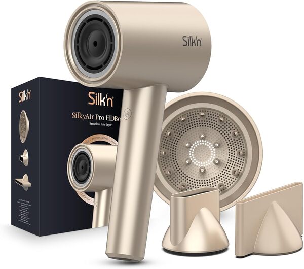 Silk'n Sèche cheveux - SilkyAir Pro - Technologie ionique et flux d'air concentré - Diffuseur, 2 concentrateurs et étui de voyage inclus - Silencieux - Écran LED - 18 modes - 1600 Watt - Or rose