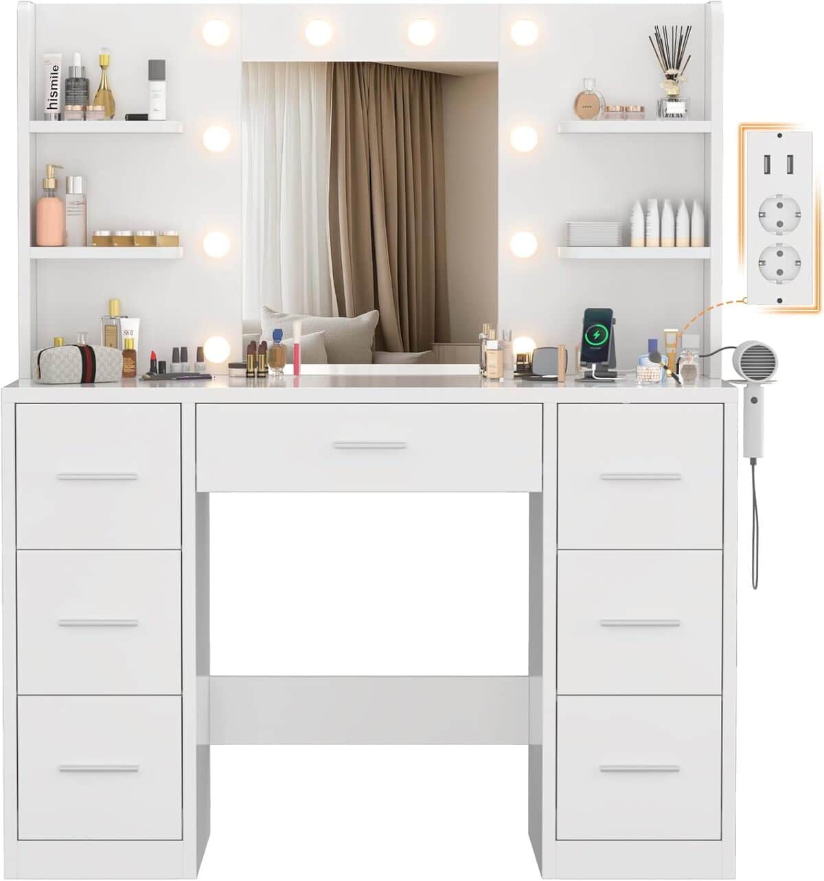 Test : coiffeuse Devoko moderne avec éclairage LED et nombreux rangements