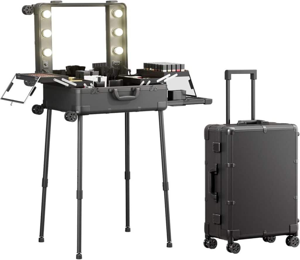 Test : valise maquillage aluminium à roulettes avec miroir lumineux