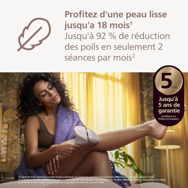 Philips Lumea série 9000, Épilateur à lumière pulsée, alternative à l'épilation laser, technologie SenseIQ, 4 accessoires pour corps, visage, maillot et aisselles, usage avec ou sans fil, BRI957/00
