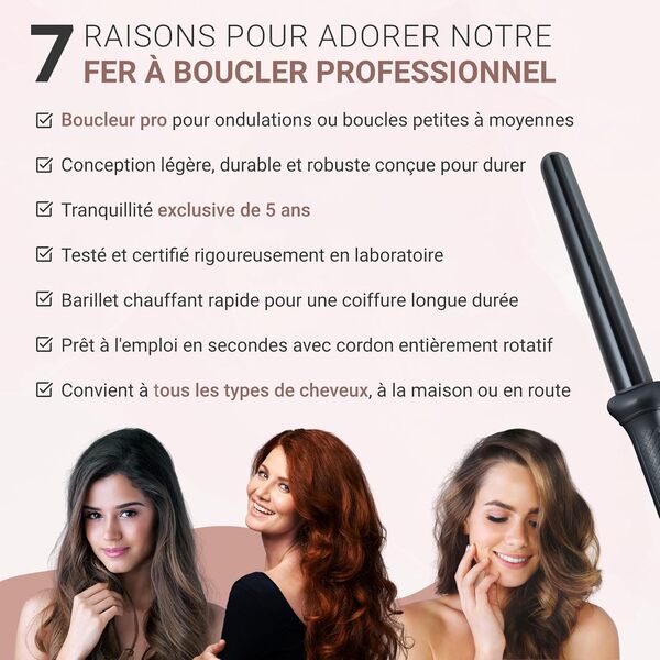 Golden Curl Boucleur a Cheveux Professionnel - 5 Ans de Tranquillité - Fer à Boucler et Friser - Appareil et Outil de Coiffure Hair Curler Onduleur de Cheveux (18 mm – 25 mm, Allemagne)