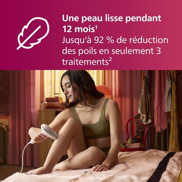 Philips Lumea série 7000, Épilateur à lumière pulsée, alternative à l'épilation laser, avec tondeuse-stylo Satin Compact, 3 embouts pour le corps, le visage et le maillot, modèle BRI923/00