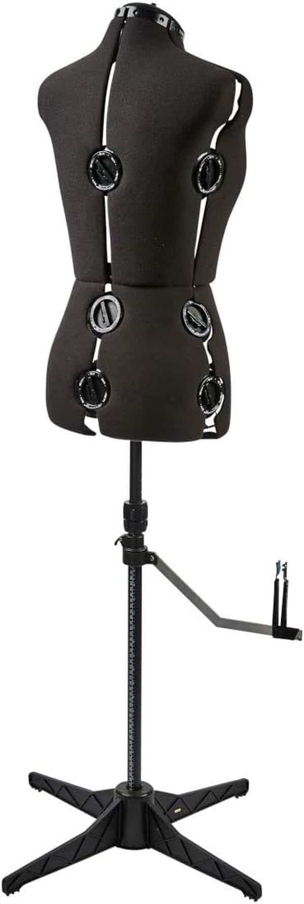 Mannequin de Couture en Ligne Ajustable, en Tissu Noir avec marqueur d'ourlet, Taille 10 à 16 - Épinglez, mesurez, ajustez et présentez Vos vêtements sur ce Mannequin de Couture - 023816-Noir