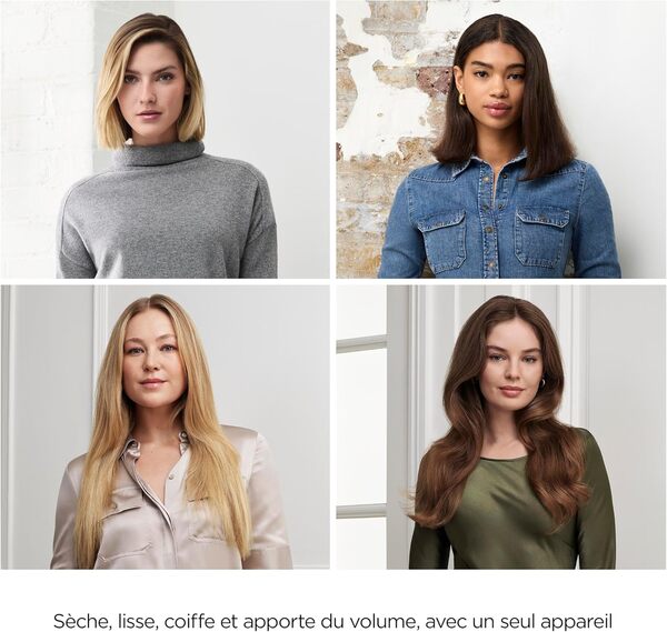 BaByliss Air Wand - Sèche-cheveux, Lisseur et Styler. Tout en Un. S'utilise sur cheveux secs ou mouillés. Anti Frisottis, Sans Dommage dû à la chaleur, 3 accessoires, AS6553E - Exclusivité Amazon