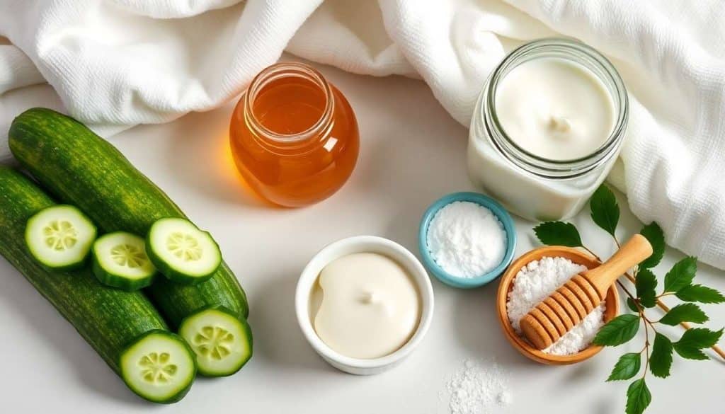 Masque facial : hydratation et réparation au concombre, coco et miel