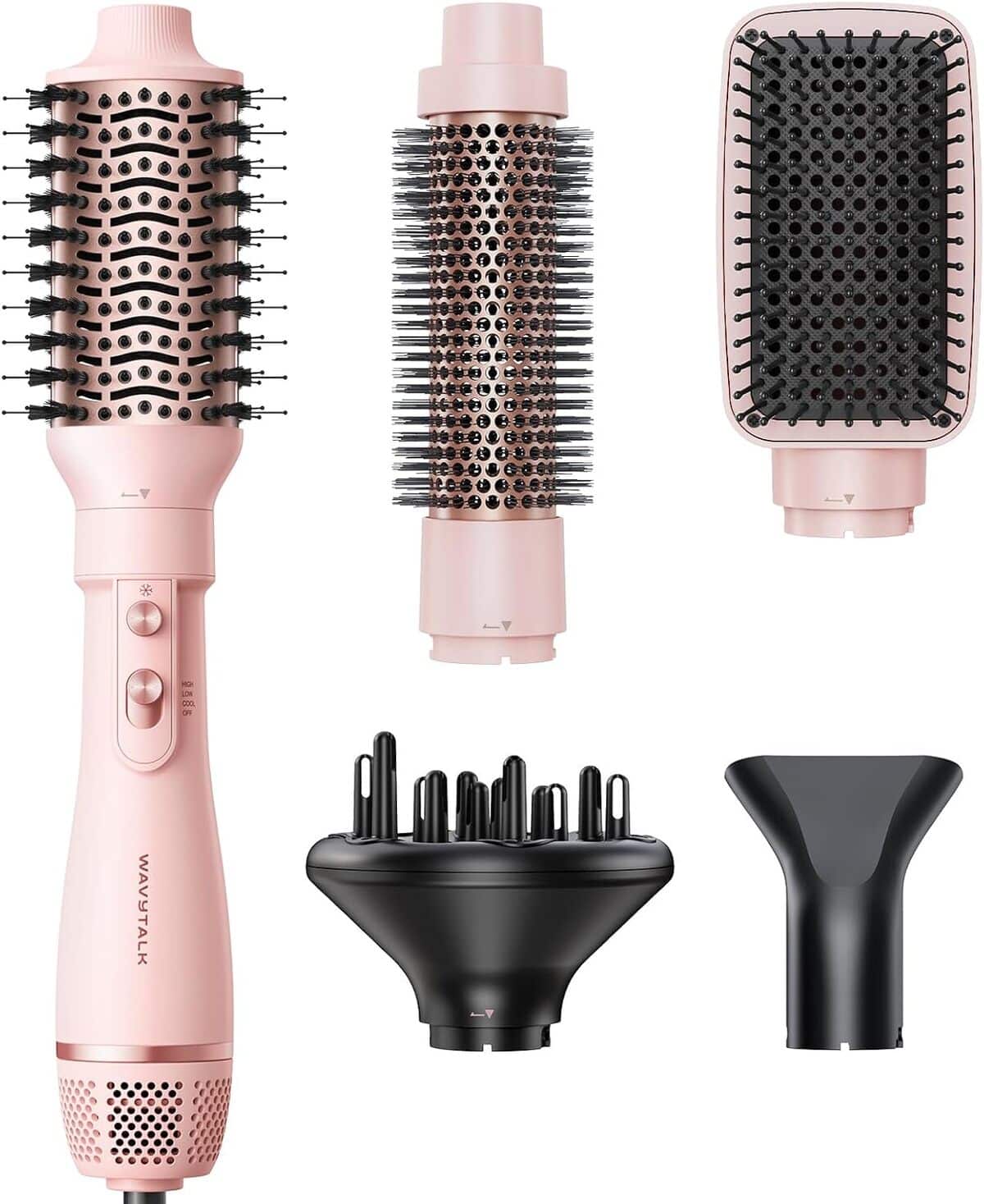 Test : ensemble brosse à air chaud Wavytalk 5 en 1 rose