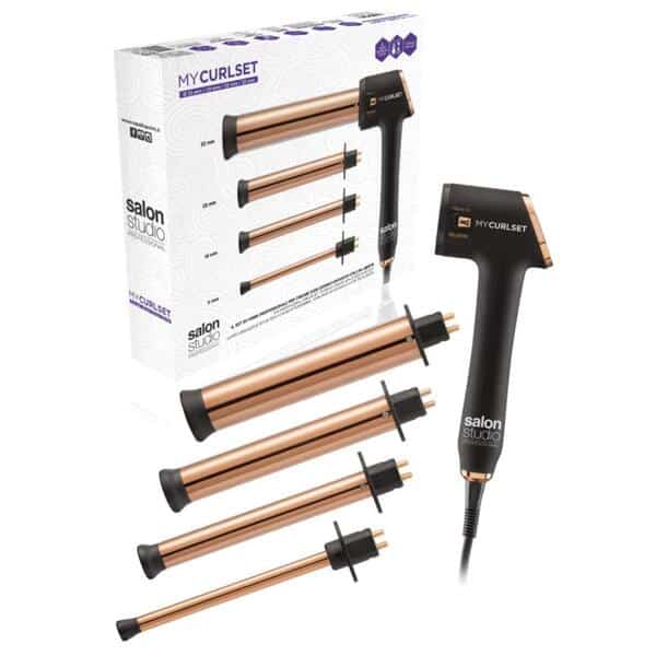 Salon Studio Professional - Ensemble de Fers à Boucler My CurlSet - Fer à Boucler Interchangeable pour Cheveux Frisés, Boucles, Ondulations - 4 Fers Différents avec Système de Chauffage Rapide