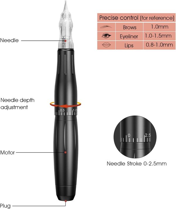 Machine de maquillage permanent TATELF - Multifonctionnelle numérique pour le microblading, dotée d'une pédale de commande au pied, d'un contrôle tactile, d'une alimentation électrique et d'aiguilles