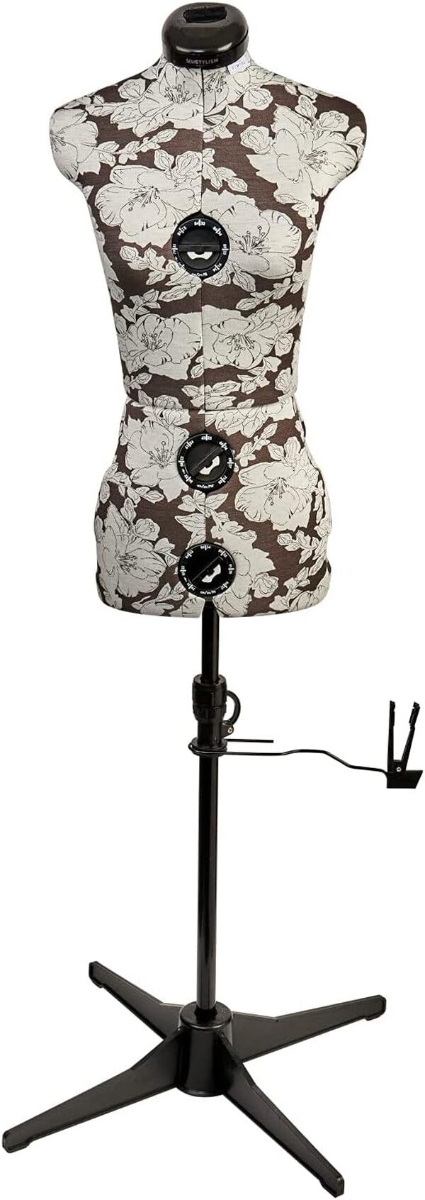 Sewing Online Mannequin Couture Réglable, Motif à Hollyhock Gris | Très Petite (XS) [Taille EUR 34 à 38]