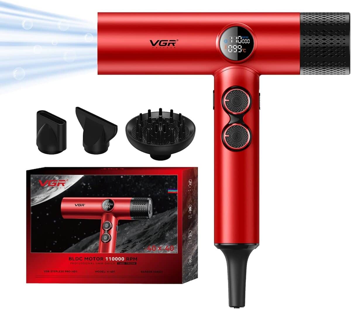Test du sèche-cheveux VGR 401 : moteur BLDC et écran LED silencieux