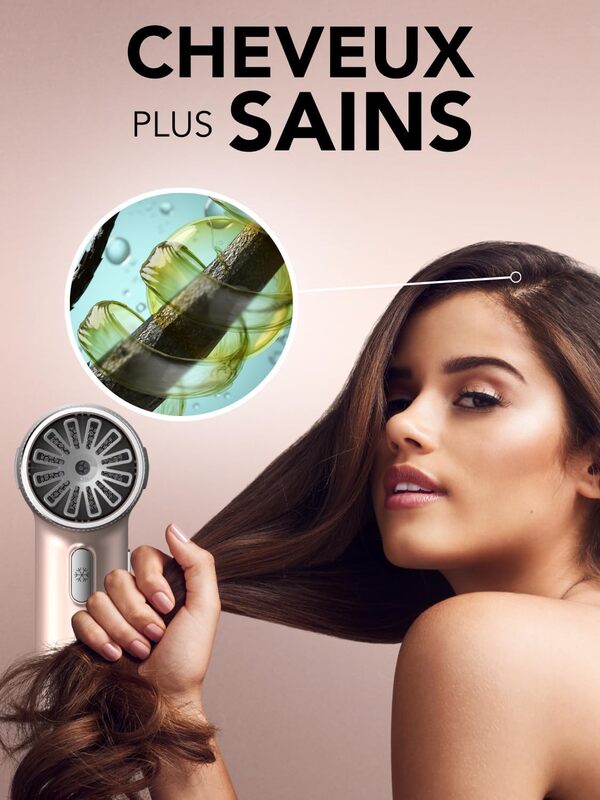 GA.MA Italy Professional, iQ3 Perfect, sèche-cheveux ultraléger avec moteur sans balais 110 000 tr/min, technologie Stand-by et fonction Turbo, puissance 1600 W, Gold Rose