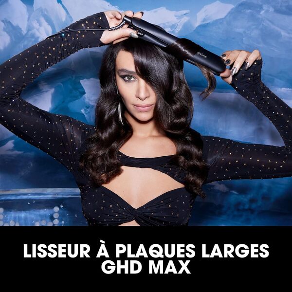 GHD - Coffret Lisseur Max - Fer à lisser Professionnel (Noir), Brosse & Pochette incluses - Plaques Larges pour Coiffage 2x Plus Rapide. Plus de Brillance. Idéal Cheveux Longs, Epais, Bouclés