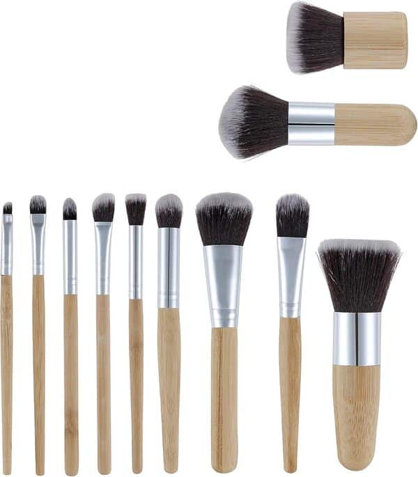 Lot de 11 pinceaux de maquillage professionnels Kabuki pour fond de teint, blush, anti-cernes, yeux, visage, poudre, crème