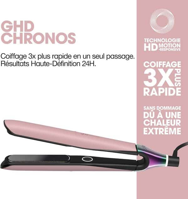 ghd - Lisseur cheveux ghd chronos - Fer à lisser professionnel - Coiffage 3x plus rapide, plus brillant, 2x moins de frisottis, sans chaleur extrême - Lisseur boucleur idéal tous types cheveux