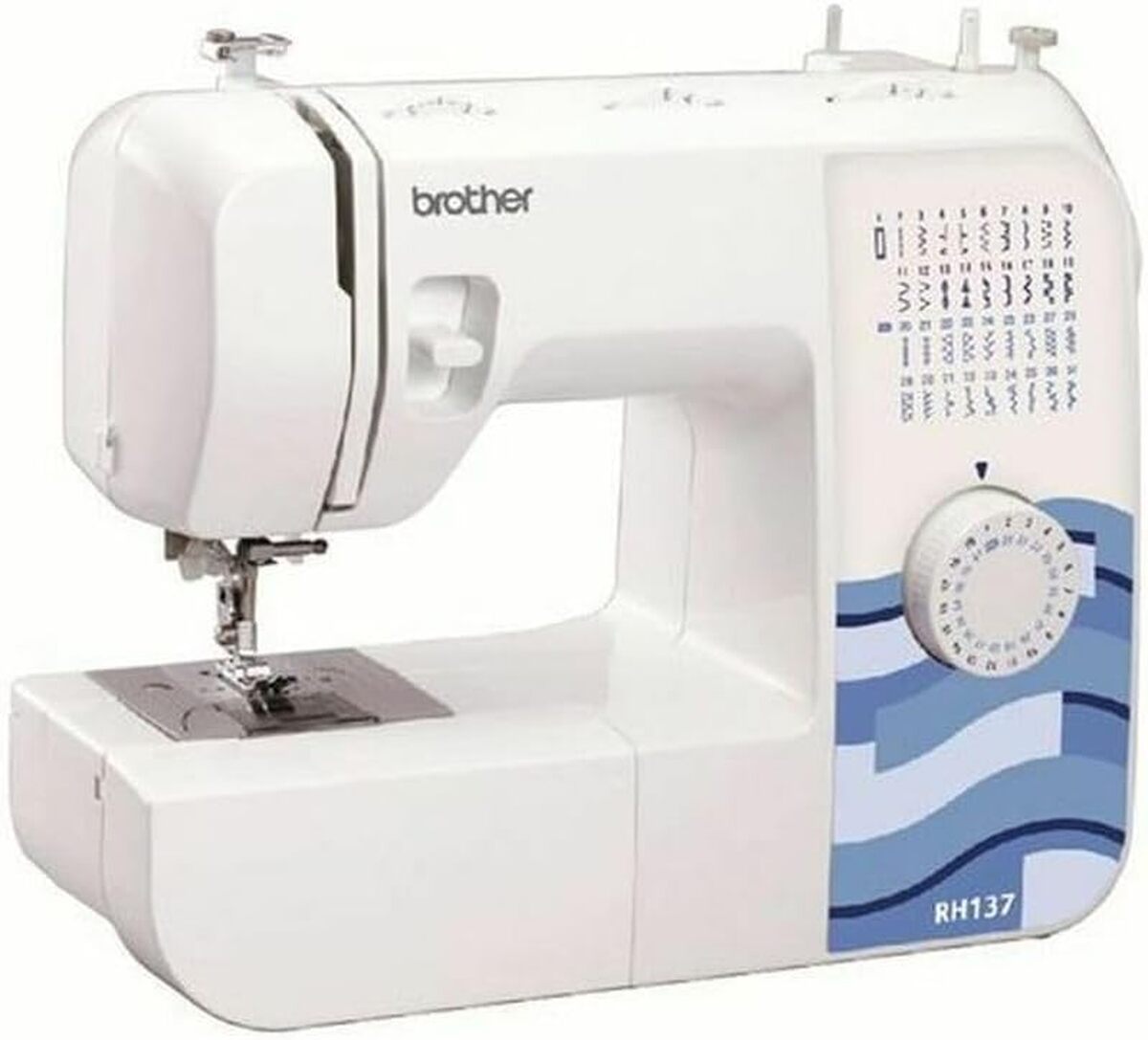 Test de la machine à coudre Brother RH137 blanc/bleu