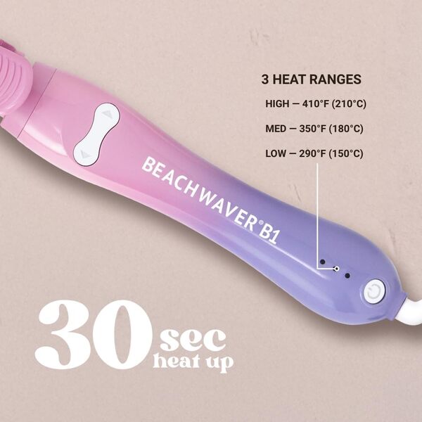 Beachwaver Fer à friser rotatif B1 - Automatique en céramique de 2,5 cm - Baguette rotative facile à utiliser pour des vagues durables - Arrêt automatique et double tension (BW160)