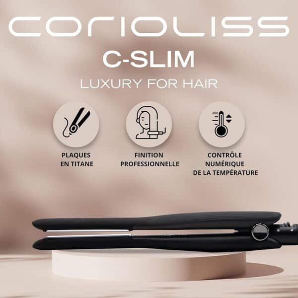 Corioliss C-Slim - Mini Lisseur Cheveux Plaques Extra-Fines en Titane | Parfait pour Franges et Cheveux Courts | Homme et Femme | Ionique | Antifrizz Black