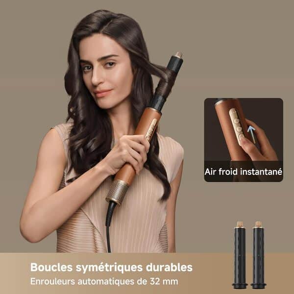 DREAME AirStyle Pro, appareil de coiffure 7 en 1, séchage rapide, 2 enrouleurs, cheveux volumineux, brosse lissante, moins de frisottis, emballage en cuir, coiffage par flux d'air, design magnétique