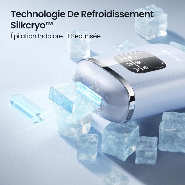 Épilateur Lumière Pulsée Refroidi au Saphir 4 °C, 22J Double Impulsion IGBT, Efficace, Portable, Indolore, Laser epilation definitive pour Femmes Bikini, aisselles, visage, voyage, IPL à domicile
