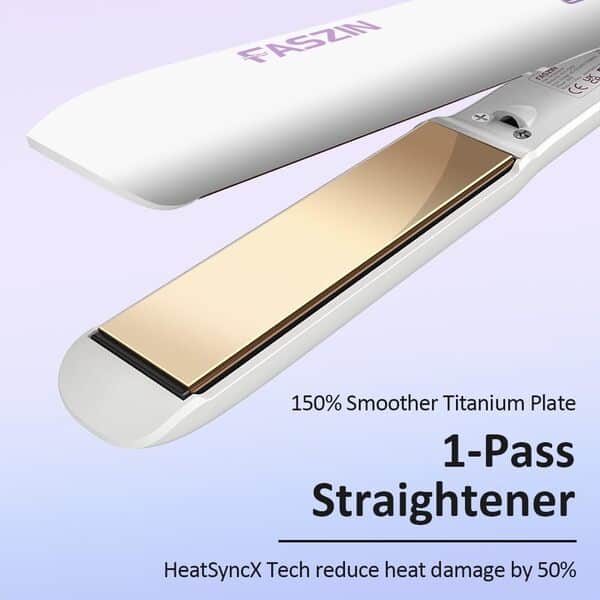 Faszin Fer à Lisser Chauffante Rapide avec Titanium, professionnel Ionique pour Protection des Cheveux, Plaque Flottante 3D, 11 Températures Réglables, Double Tension