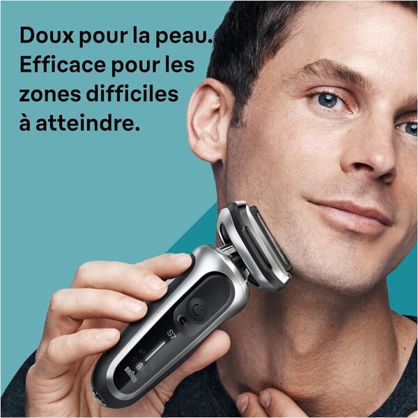 Braun Rasoir Electrique Homme Series 7 70-S7200cc Argent, A Grille, Sans Fil, Étanche, Rechargeable, Coffret De Rasage Avec Station De Nettoyage, Tondeuse Même Pour Les Barbes Dures