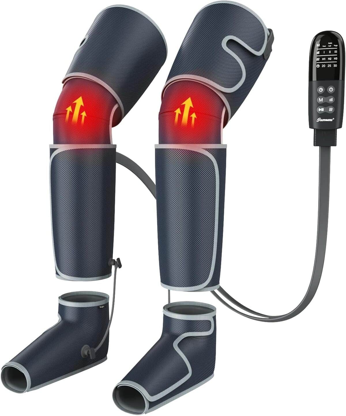 Test du masseur de jambes : compression d'air et chaleur pour une relaxation optimale