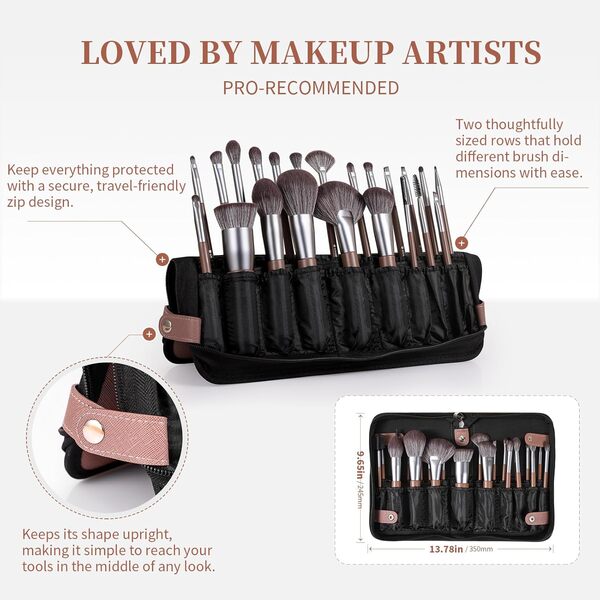 DUcare Lot de 22 pinceaux de maquillage professionnels avec sac - Pinceaux de maquillage synthétiques de qualité supérieure - Pinceau Kabuki pour fond de teint, poudre, blush