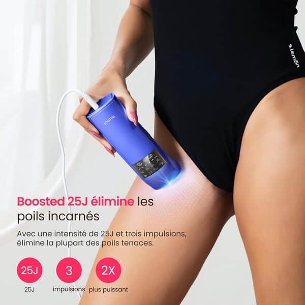 Épilateur Lumière Pulsée IPL pour les femmes et les hommes, Super Rapide Triple Pulsées, Refroidissement par Saphir à 3°C, Indolore, Dispositif Epilateur Laser pour le Visage, Bikini, Pubis