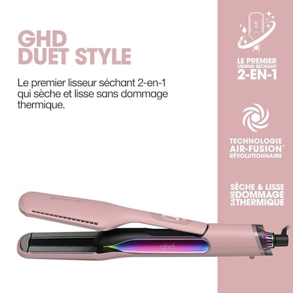 Découvrez le lisseur séchant ghd Duet Style 2-en-1 rose, l'outil incontournable pour une coiffure parfaite et un soin optimisé.