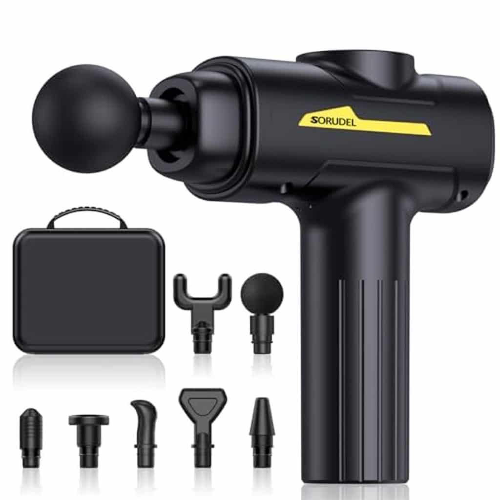 Test du pistolet de massage SORUDEL : 7 têtes et 6 vitesses pour une détente optimale