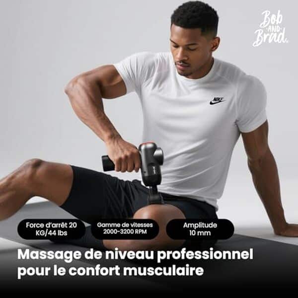 Découvrez notre test détaillé du pistolet de massage Bob et Brad C2, avec ses 5 vitesses et embouts, pour soulager efficacement vos tensions musculaires