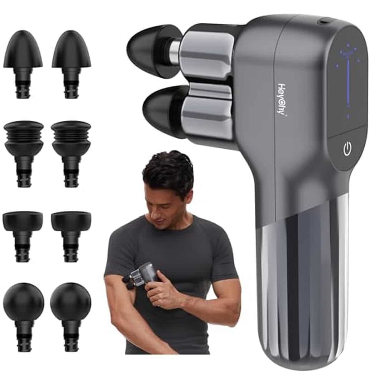 Test du pistolet de massage Heychy à double tête