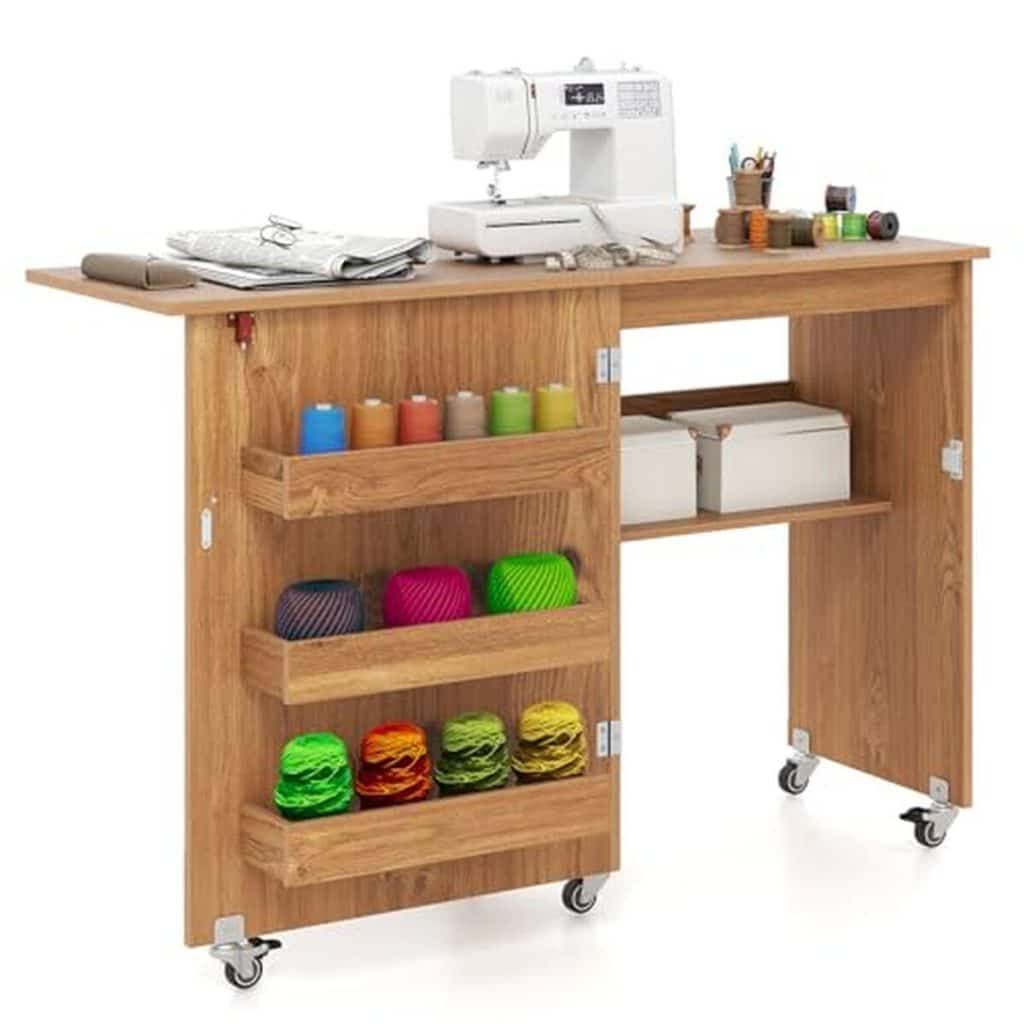 Test : table de couture pliante COSTWAY avec rangement naturel