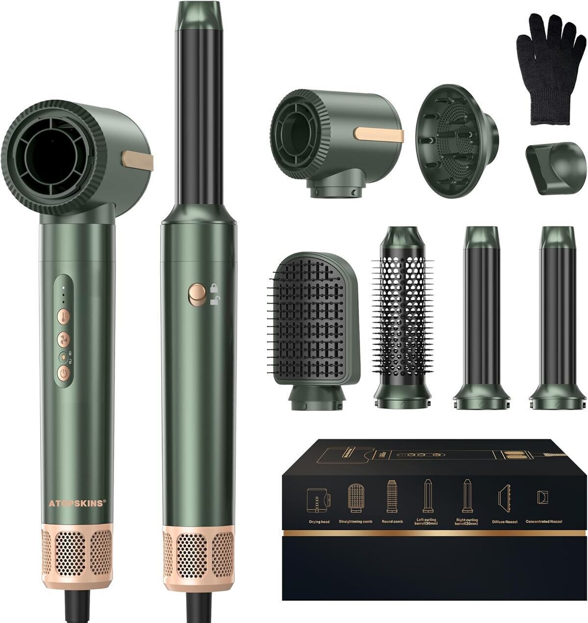 Test de l'air styler Atopskins 7 en 1 vert : lisseur et boucleur polyvalent