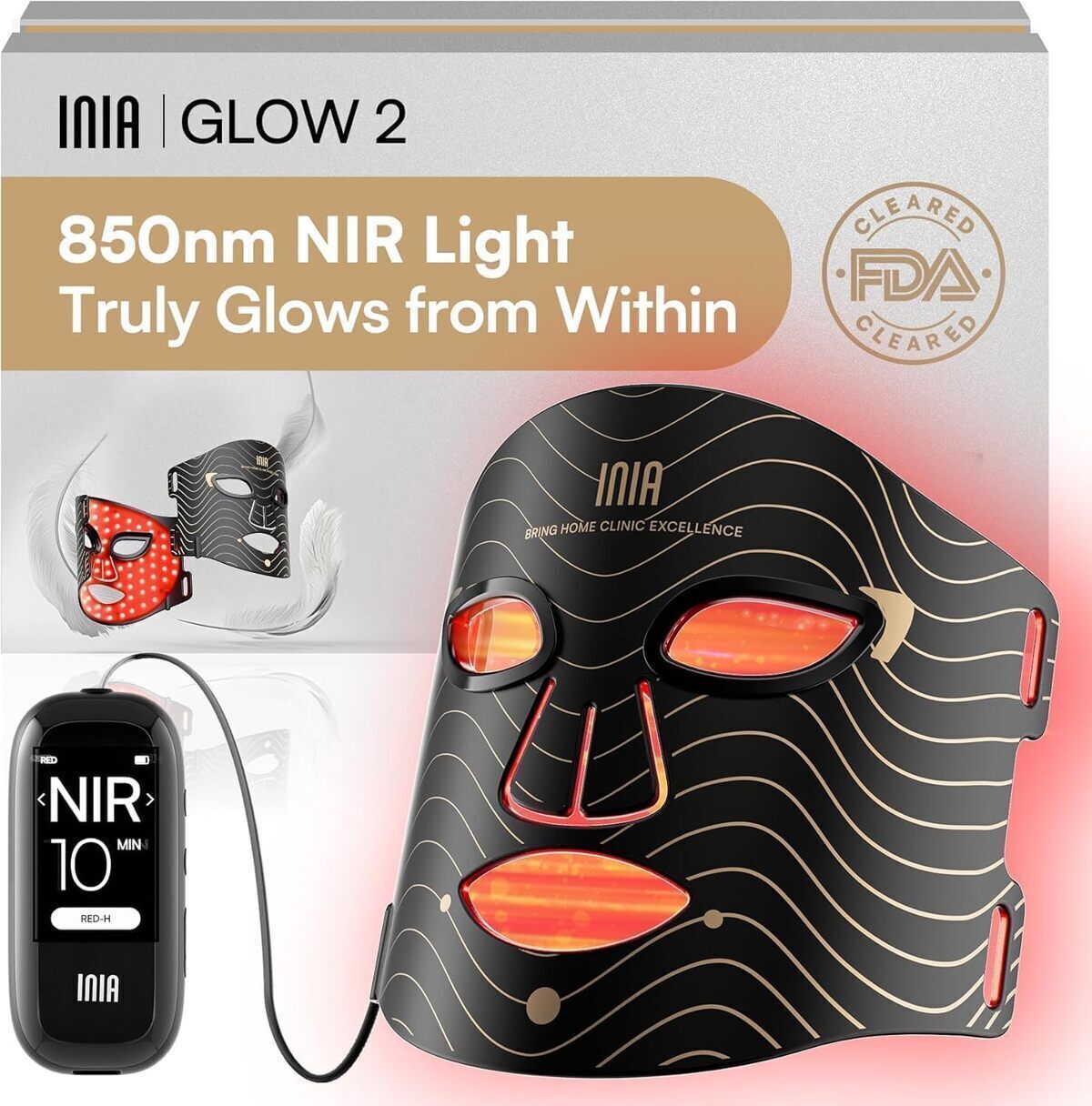 Test du masque LED INIA : thérapie par lumière rouge 4 modes