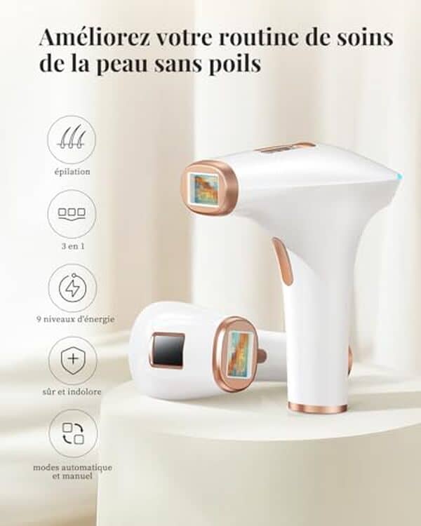 Découvrez l'épilateur à lumière pulsée Haarlosy avec 999 900 flashs et 9 niveaux d'intensité. Test complet, efficacité et avis sur ce système d'épilation pour tout le corps.