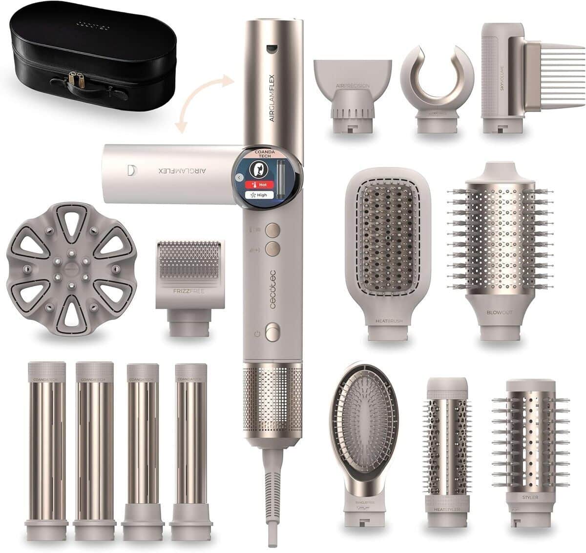Test du styler multifonction Cecotec AirGlam 14in1 : coiffage de pro avec 14 têtes et moteur brushless